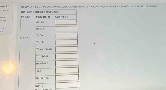 unta 17 NDE A CADA PROVINCIA DE LA REGIÓN SIERRA DEL ECUADOR. 
sponder 
Intóa 
0 sobre 
car 
ta 
Santo