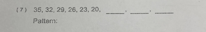 ( 7 ) 35, 32, 29, 26, 23, 20, 
Pattern: