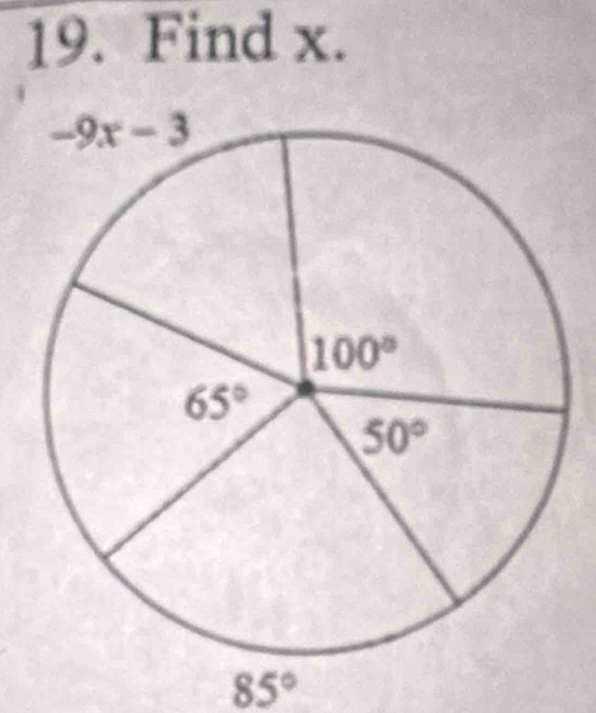 Find x.
85°