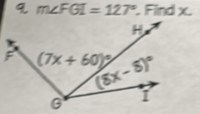 m∠ FGI=127° Findx