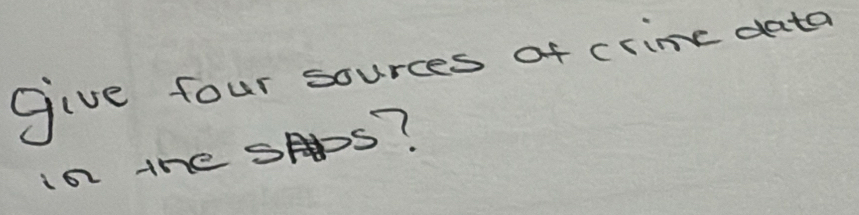 give four sources of crime data 
in the SAS?