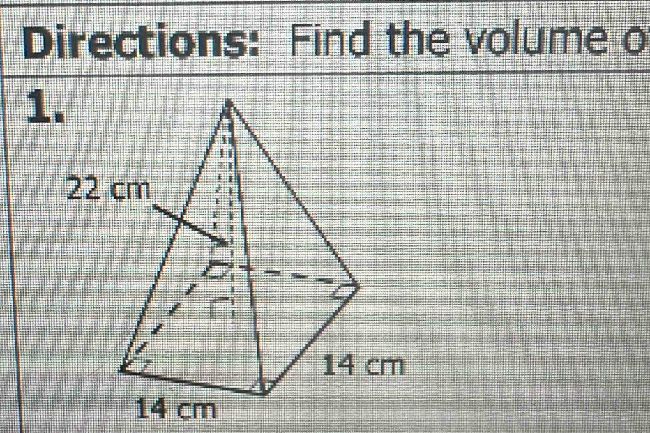 Directions: Find the volume o 
1