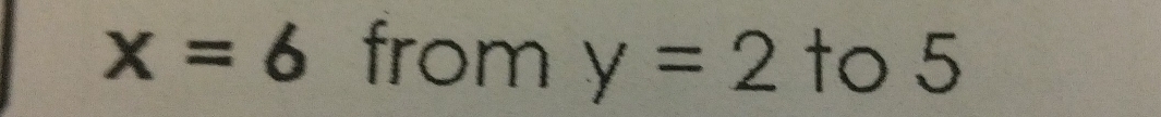 x=6 from y=2 to 5