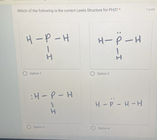 Solved: Which of the following is the correct Lewis Structure for PH3 ...
