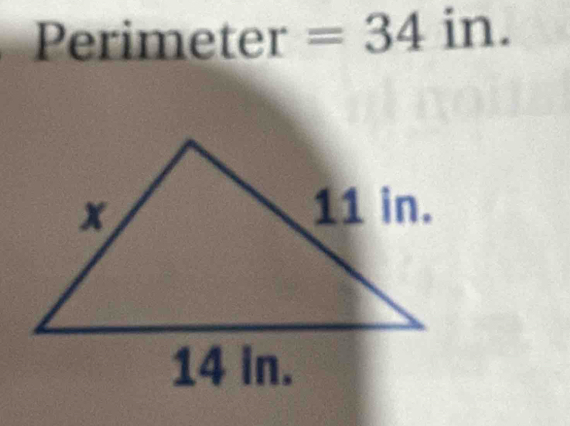 D erimeter =34 in.