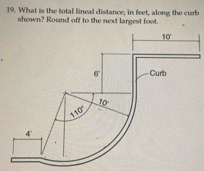 Solved: What is the total lineal distance, in feet, along the curb ...