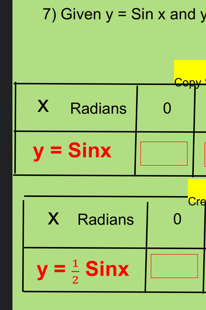 Given y=Sinx and y
e