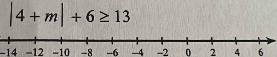 |4+m|+6≥ 13
−14 -12 -10 -8 -6 -4 -2 0 2 4 6