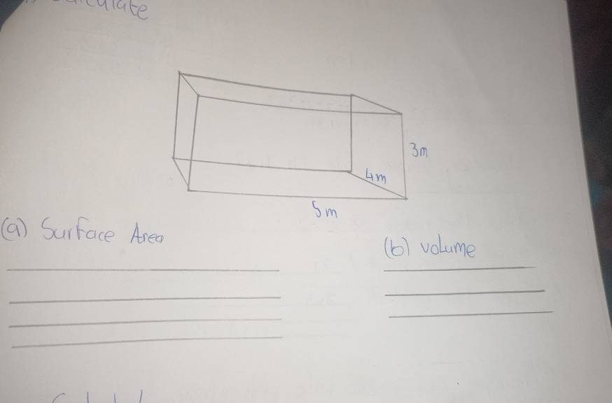 culate 
(a) Surface Area 
__ 
(b) volume 
_ 
_ 
_ 
_ 
_