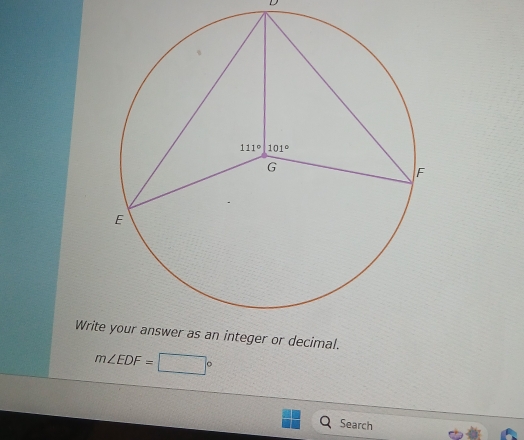 Writimal.
m∠ EDF=□°
Search