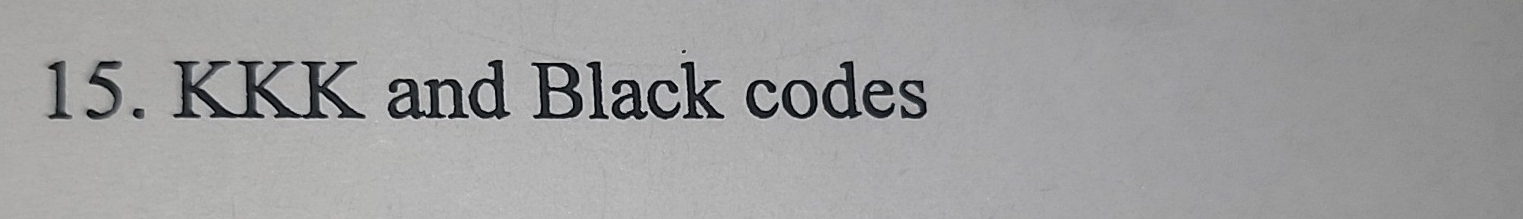 KKK and Black codes