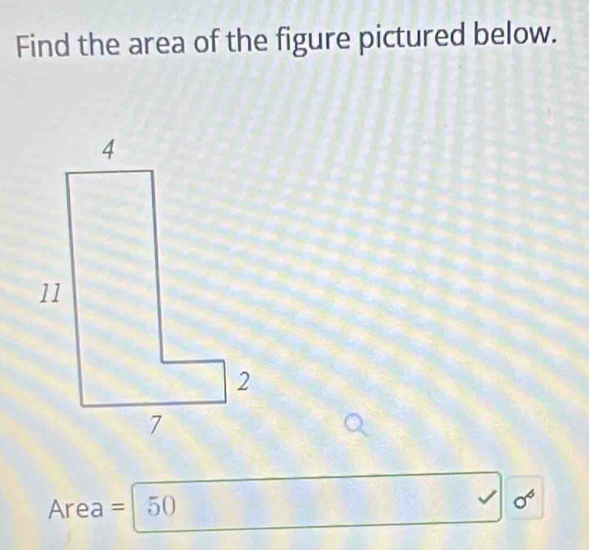 Find the area of the figure pictured below.
Area = 50 sigma^6