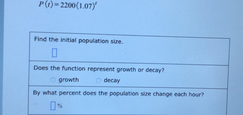 P(t)=2200(1.07)^t