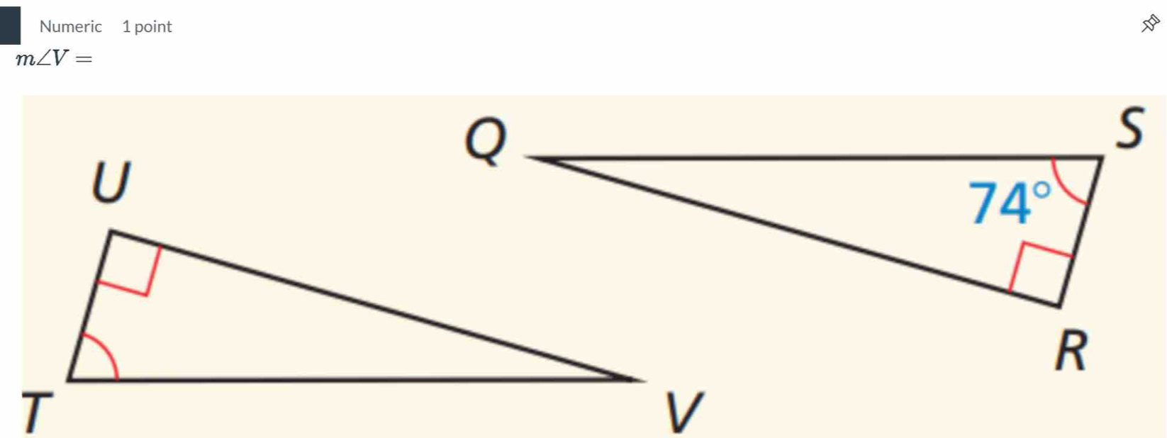 Numeric 1 point
m∠ V=