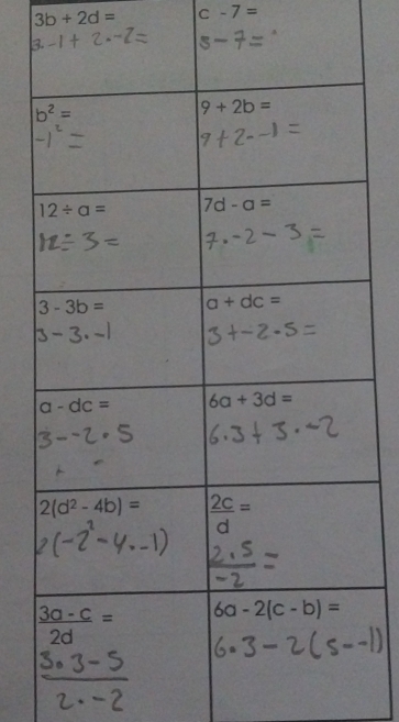 3b+2d= c-7=