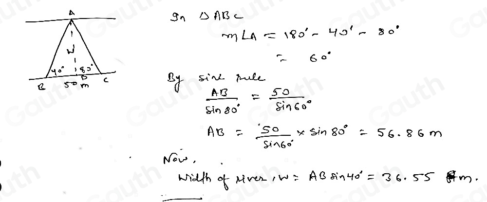 Solved: € Use the information on this sketch to calculate the width, w ...