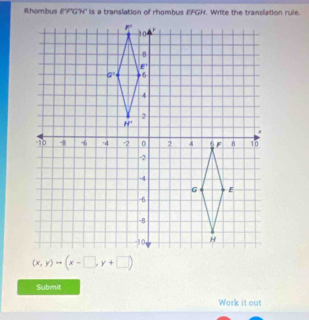 Rhombus E'F'G'H'
Submit
Work it out