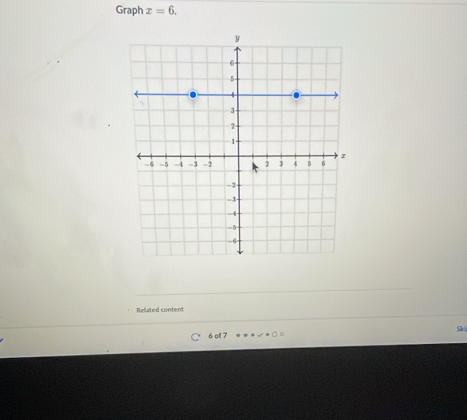 Graph x=6. 
Related content 
Ski
6 of 7