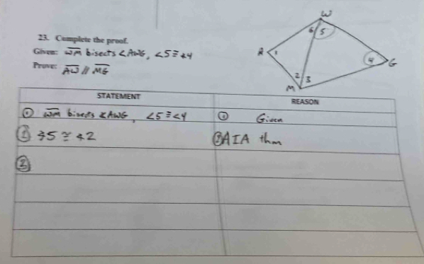 Complete the proof. 
Given: 
Prove: 
STATEMENT a