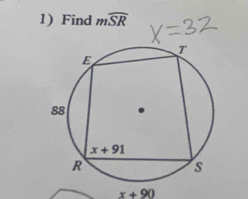 Find mwidehat SR
x+90