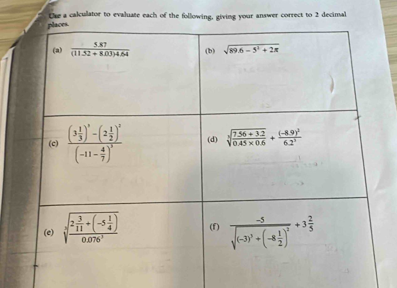 Use a calculator to evaluate each of the following, giving your answer correct to 2 decimal