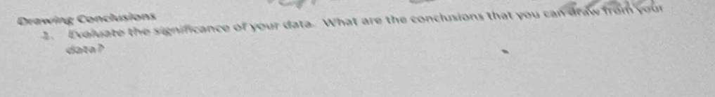 Drawing Conclusions 
2. Evaluate the significance of your data. What are the conclusions that you can draw from your 
data ?