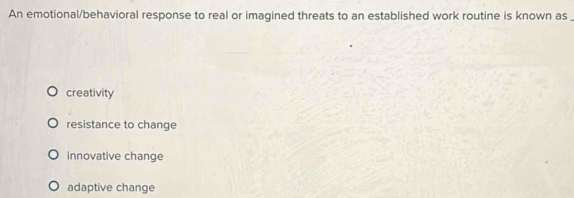 Solved: An emotional/behavioral response to real or imagined threats to ...