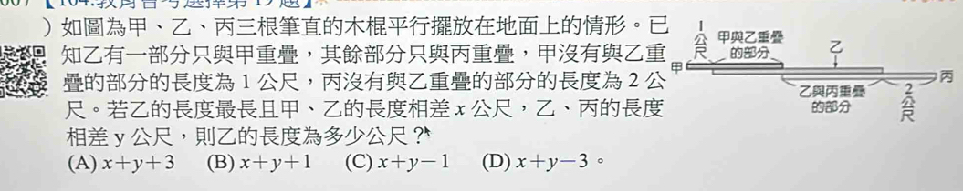 、、。
，，
1 ， 2
。、 χ ，、
y ，？
(A) x+y+3 (B) x+y+1 (C) x+y-1 (D) x+y-3 。