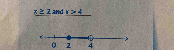 x≥ 2 and x>4