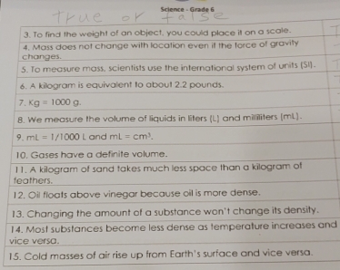 Science - Grade  6
1
1nd
v
15. Col