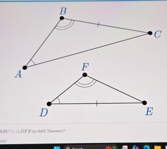 4BC≌ △ DFE by AAS Theorem? 
sint)