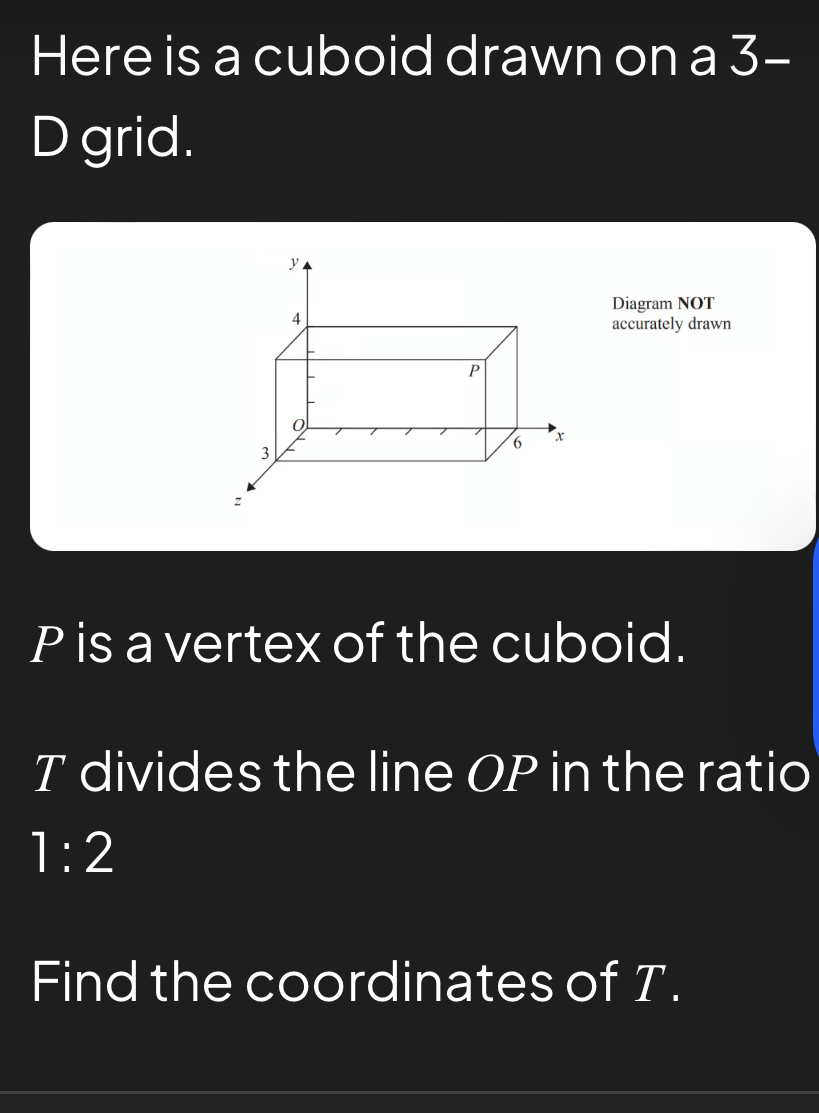 Solved: Here is a cuboid drawn on a I 3- D grid. Diagram NOT accurately ...