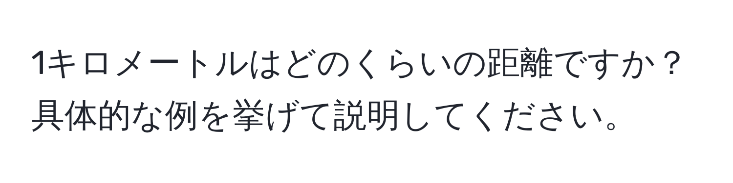 1キロメートルはどのくらいの距離ですか？具体的な例を挙げて説明してください。