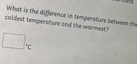 mest 
What is the difference in temperature between the
coldest temperature and the warmest?