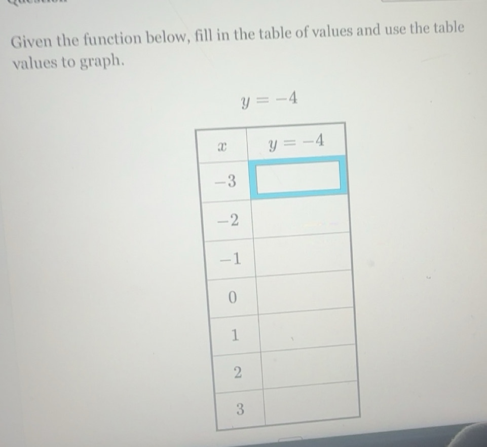 Resuelto:Given the function below, fill in the table of values and use ...