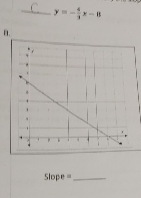 y=- 4/3 x-8
B.
Slope= _