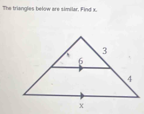 The triangles below are similar. Find x.