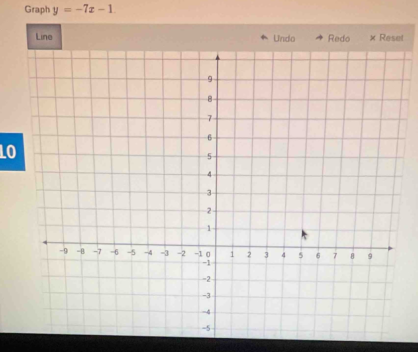 Graph y=-7x-1
Line Undo Redo × Resel 
LO