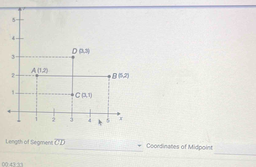 Length of Segment overline CD _ Coordinates of Midpoint
00:43:33