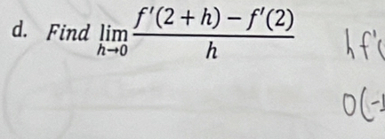 Find limlimits _hto 0 (f'(2+h)-f'(2))/h 