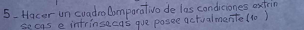 5-Hacer un cuadroComparativo de las condiciones extrin 
secas e intrinsecas que posee actualmente (10 )