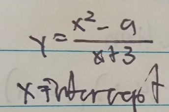 y= (x^2-9)/x+3 
xindurg6