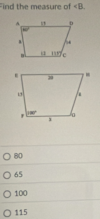 ind the measure of
80
65
100
115