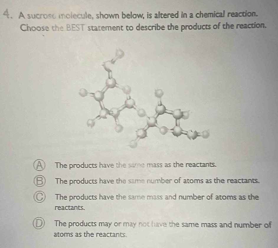 Solved: A sucrose molecule, shown below, is altered in a chemical ...