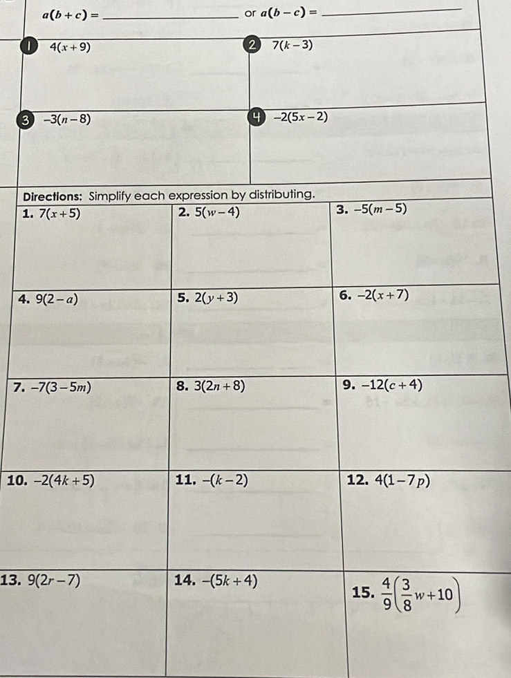 a(b+c)= _
or a(b-c)=
_
3
Di
1.
4. 
7. 
10. 
13.