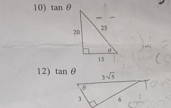 tan θ
12) tan θ