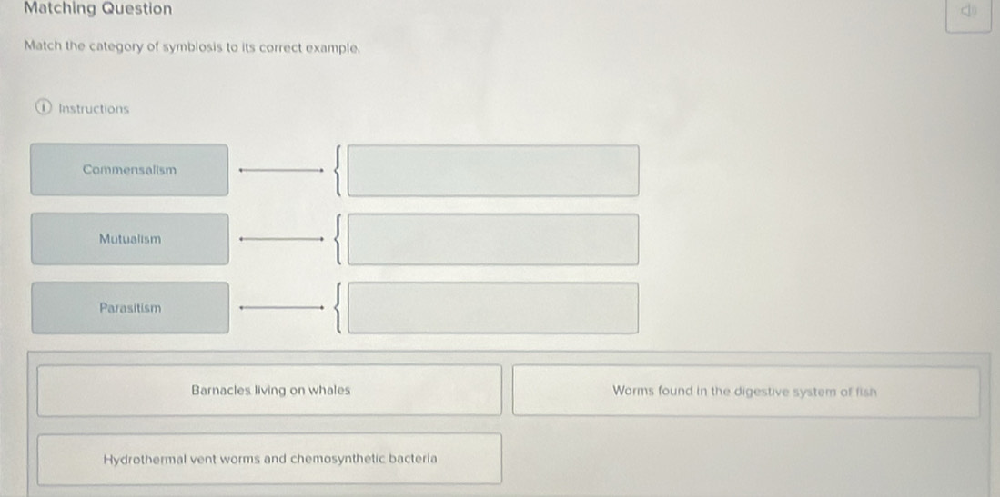 Solved: Matching Question Match the category of symbiosis to its ...
