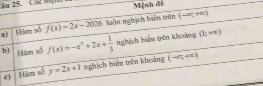 Câ5. Các nệh 
đế
a
b