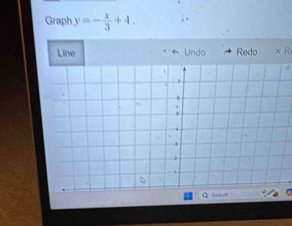 Graph y=- x/3 +4. 
Line Undo Redo ×R