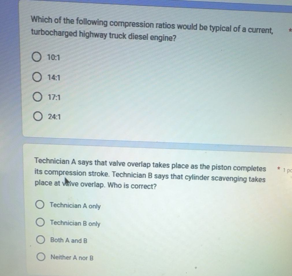 Solved: Which of the following compression ratios would be typical of a ...